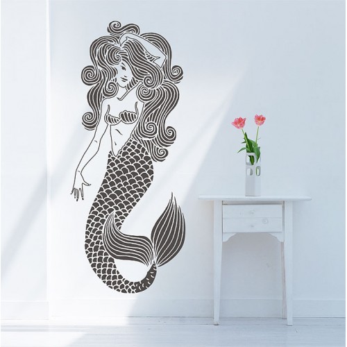 สติกเกอร์ติดผนังนางเงือก เมอร์เมด Mermaid Wall Sticker 